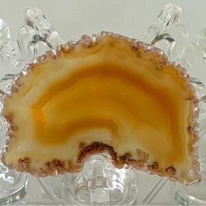 Banded Red Carnelian Agate Slice Slab Polished Crystal Drilled Hole 3"x2.1"